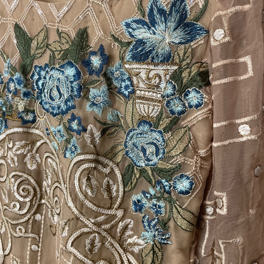 Women’s Pakistani Wedding Wear Sequin Embroidered Dress Floral Oriental - Picture 3 of 10